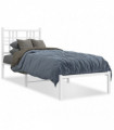 vidaXL Metal Bed Frame with Headboard White 80x200 cm