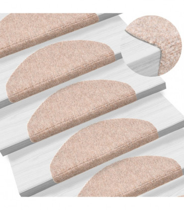 15 pcs Self-adhesive Stair Mats Needle Punch 65x21x4 cm Brown