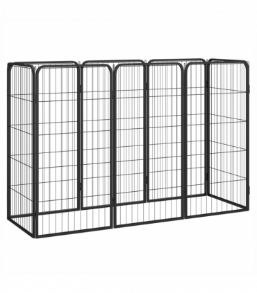 8-Panel Dog Playpen Black 50x100 cm Powder-coated Steel