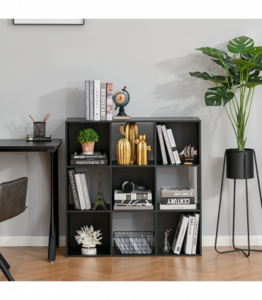 Bookcase 9 Cube Storage Cabinet Bookshelf Black 91.5L x 29.5W x 91.5H cm