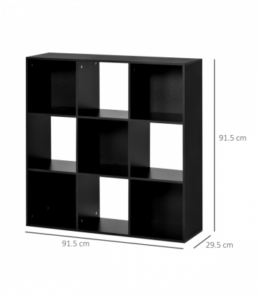 Bookcase 9 Cube Storage Cabinet Bookshelf Black 91.5L x 29.5W x 91.5H cm