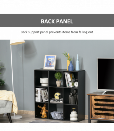 Bookcase 9 Cube Storage Cabinet Bookshelf Black 91.5L x 29.5W x 91.5H cm