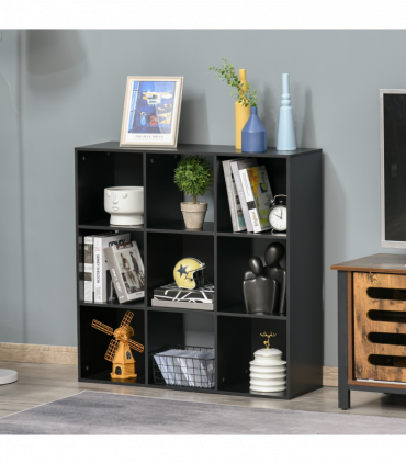 Bookcase 9 Cube Storage Cabinet Bookshelf Black 91.5L x 29.5W x 91.5H cm