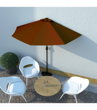Balcony Parasol with Aluminium Pole Terracotta 270x135x245 cm Half