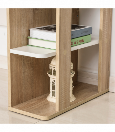 Desk & 3-Tier Side Shelves White Oak Wood-Effect Wide Table 74H x 100W x 55Dcm