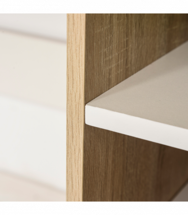 Desk & 3-Tier Side Shelves White Oak Wood-Effect Wide Table 74H x 100W x 55Dcm