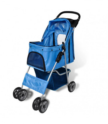 Folding Pet Stroller Dog/Cat Travel Carrier Blue