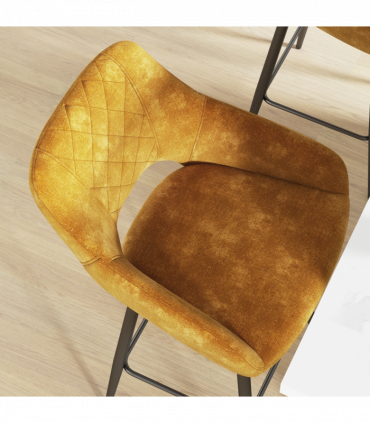 HOMCOM Bar Stools Set of 2, Velvet-Touch Fabric Counter Height Bar Chairs Brown