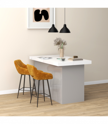 HOMCOM Bar Stools Set of 2, Velvet-Touch Fabric Counter Height Bar Chairs Brown