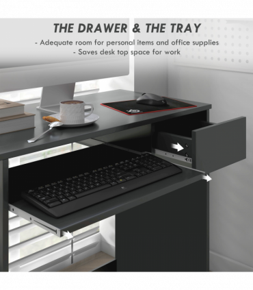 Particle board Grey 80cm x 45cm x 75cm Keyboard Tray Drawer Computer Desk