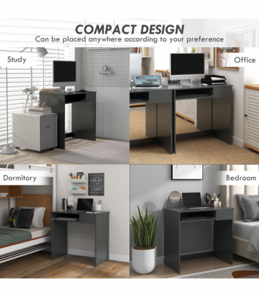 Particle board Grey 80cm x 45cm x 75cm Keyboard Tray Drawer Computer Desk