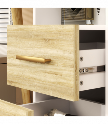 HOMCOM Dressing Table with Mirror, Vanity Table with LED Lights, White