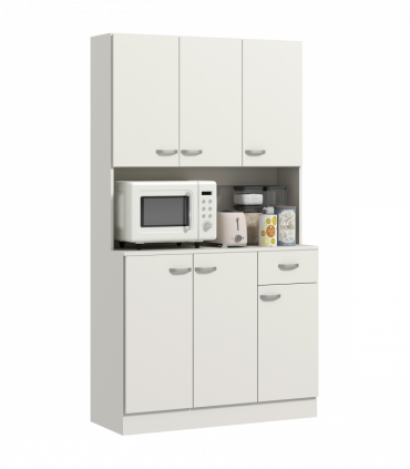 HOMCOM Freestanding Kitchen Cupboard, Storage Cabinet with Doors Cream White
