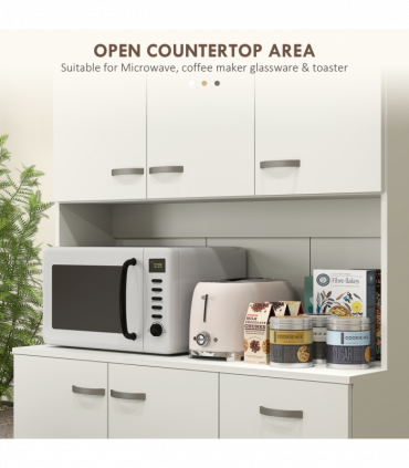 HOMCOM Freestanding Kitchen Cupboard, Storage Cabinet with Doors Cream White