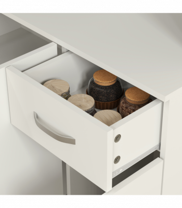 HOMCOM Freestanding Kitchen Cupboard, Storage Cabinet with Doors Cream White