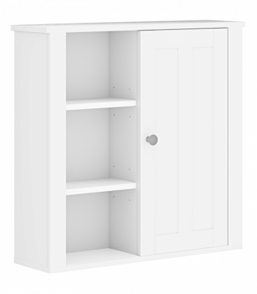 HOMCOM Modern Wall Mounted Bathroom Cabinet with Adjustable Shelves, White