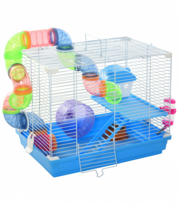 Hamster Cage Carrier Small Animal House w/ Exercise Wheels, Tunnel Tube, Pawhut