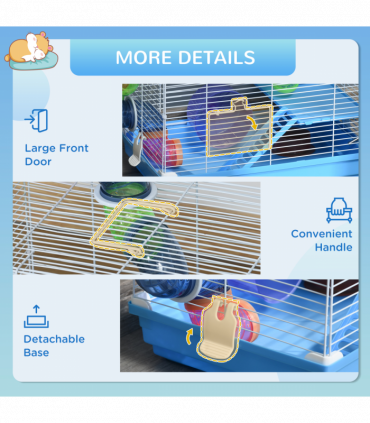 Hamster Cage Carrier Small Animal House w/ Exercise Wheels, Tunnel Tube, Pawhut