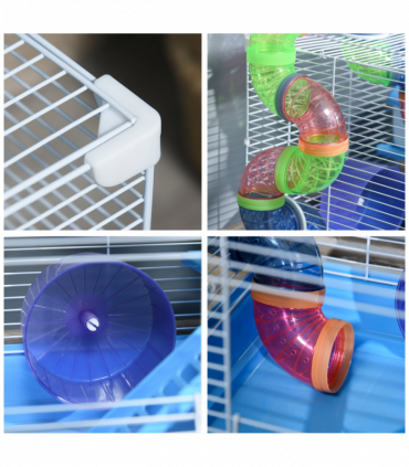 Hamster Cage Carrier Small Animal House w/ Exercise Wheels, Tunnel Tube, Pawhut