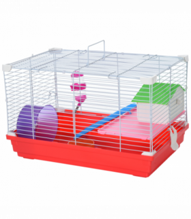 Hamster Cage Pet Animal Travel Cage Box Double Layers Red and White