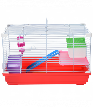 Hamster Cage Pet Animal Travel Cage Box Double Layers Red and White