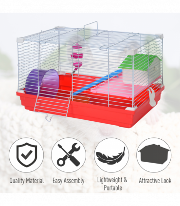 Hamster Cage Pet Animal Travel Cage Box Double Layers Red and White