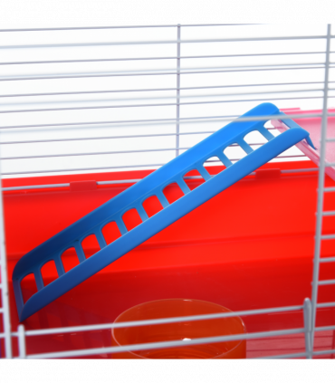 Hamster Cage Pet Animal Travel Cage Box Double Layers Red and White