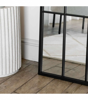 Tomi - Full Length Black Metal Arched Lattice Window Mirror - 180cm x 90cm