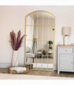 Tomi - Full Length Gold Metal Arched Lattice Window Mirror - 150cm x 60cm.