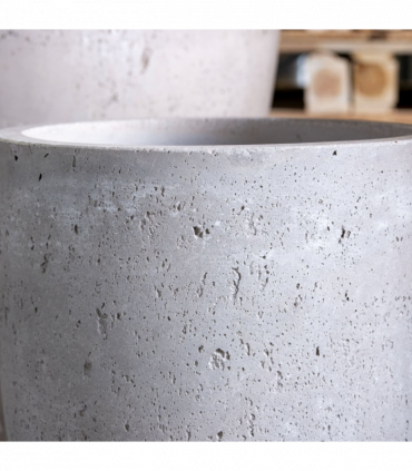 Vessara | Truffle – 68cm Extra Large Tall Concrete Planter – 61L Round Plant Pot