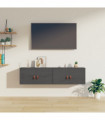 Wall Cabinets 2 pcs Grey 60x30x30 cm Solid Wood Pine