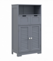 kleankin Bathroom Storage Cabinet, Small Bathroom Cabinet with Louvred Doors