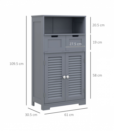 kleankin Bathroom Storage Cabinet, Small Bathroom Cabinet with Louvred Doors