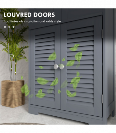 kleankin Bathroom Storage Cabinet, Small Bathroom Cabinet with Louvred Doors