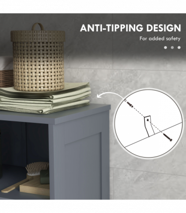 kleankin Bathroom Storage Cabinet, Small Bathroom Cabinet with Louvred Doors