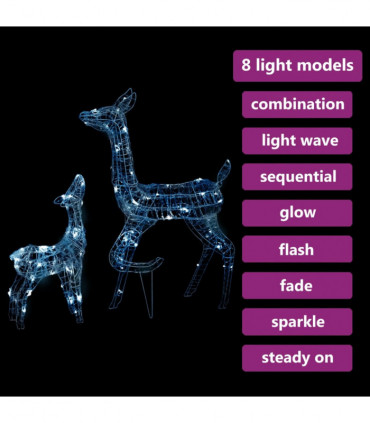 vidaXL Acrylic Reindeer Family Christmas Decoration 160 LED Cold White