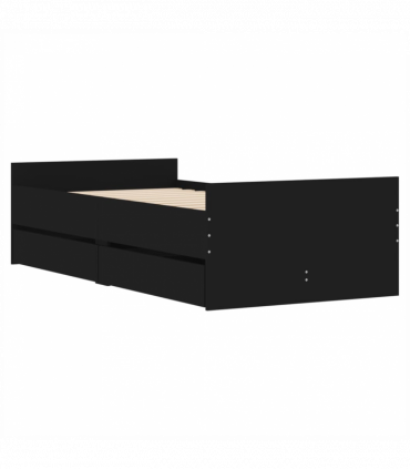 vidaXL Bed Frame with Drawers Black 75x190 cm Small Single
