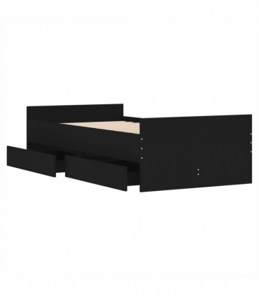 vidaXL Bed Frame with Drawers Black 75x190 cm Small Single