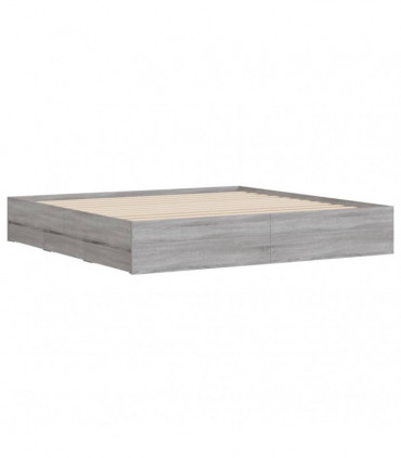 vidaXL Bed Frame with Drawers Grey Sonoma 180x200 cm Super King Size Engineered Wood