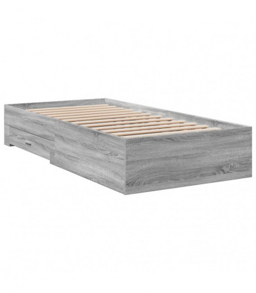vidaXL Bed Frame with Drawers Grey Sonoma 90x200 cm Engineered Wood