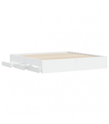 vidaXL Bed Frame with Drawers White 200x200 cm Engineered Wood
