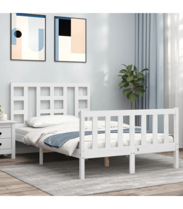 vidaXL Bed Frame with Headboard White 120x200 cm Solid Wood