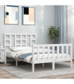 vidaXL Bed Frame with Headboard White 120x200 cm Solid Wood