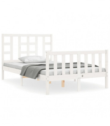 vidaXL Bed Frame with Headboard White 120x200 cm Solid Wood