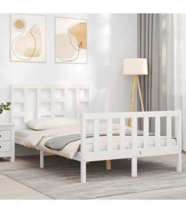 vidaXL Bed Frame with Headboard White 120x200 cm Solid Wood