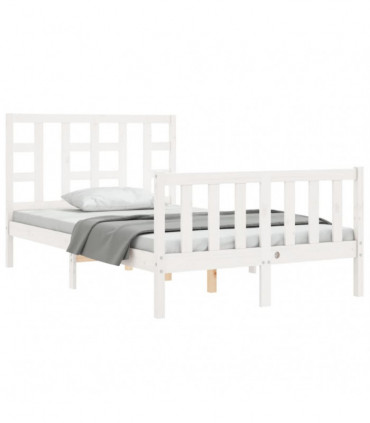 vidaXL Bed Frame with Headboard White 120x200 cm Solid Wood