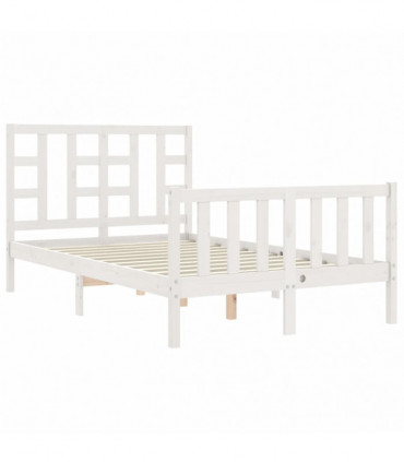 vidaXL Bed Frame with Headboard White 120x200 cm Solid Wood