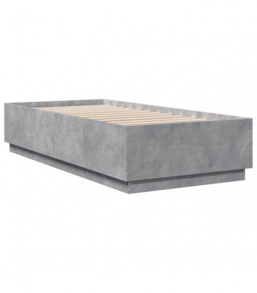 vidaXL Bed Frame with LED Lights Concrete Grey 90x200 cm Engineered Wood