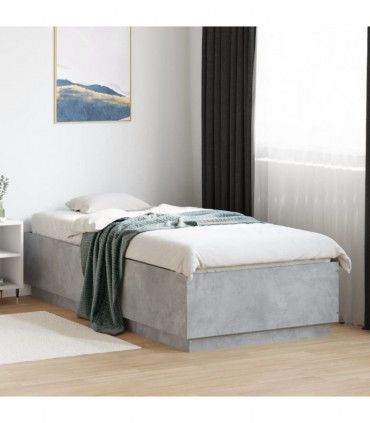 vidaXL Bed Frame with LED Lights Concrete Grey 90x200 cm Engineered Wood