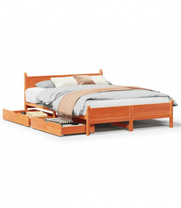 vidaXL Bed Frame without Mattress Wax Brown 140x190 cm Solid Wood Pine